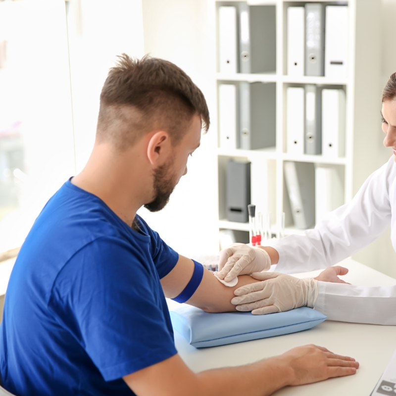 Blood draw at the clinic